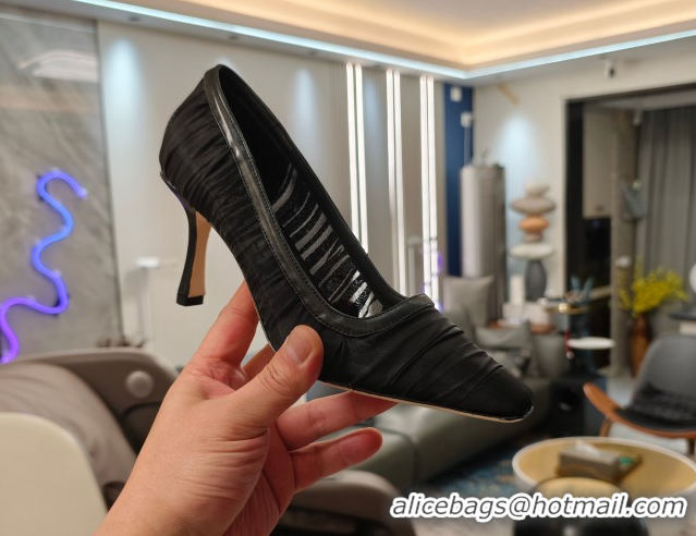 Perfect Jimmy Choo Lotta Tulle Mesh and Nappa Leather Pumps 8.5cm Black 0605111