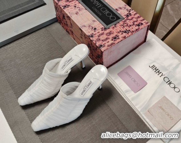 Good Looking Jimmy Choo Lotta Tulle Mesh and Nappa Leather Heel Mules 8.5cm White 0605112