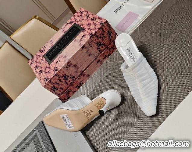 Good Looking Jimmy Choo Lotta Tulle Mesh and Nappa Leather Heel Mules 8.5cm White 0605112