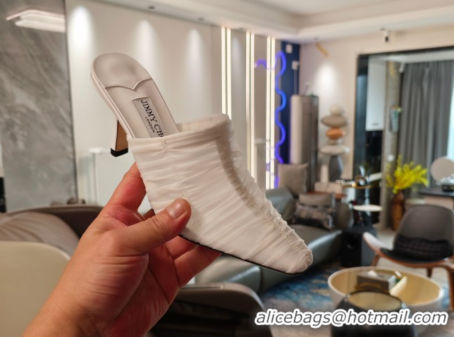 Good Looking Jimmy Choo Lotta Tulle Mesh and Nappa Leather Heel Mules 8.5cm White 0605112