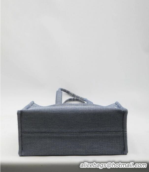 Best Price Celine Large Cabas Thais In Striped Textile With Triomphe 196762 Blue/Beige