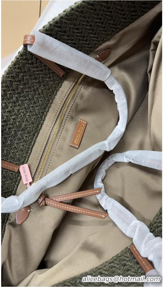 Buy Discount Miu Miu Logo-Embroidered Striped Raffia Tote Bag M0805
