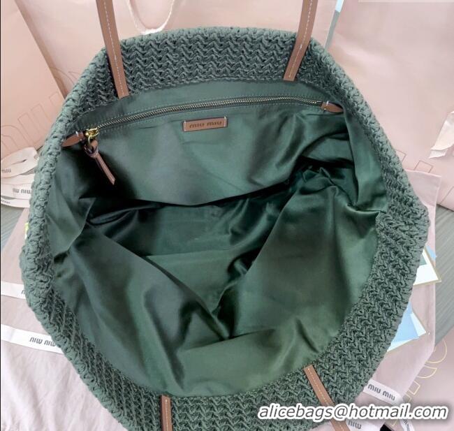 Buy Discount Miu Miu Logo-Embroidered Striped Raffia Tote Bag M0805