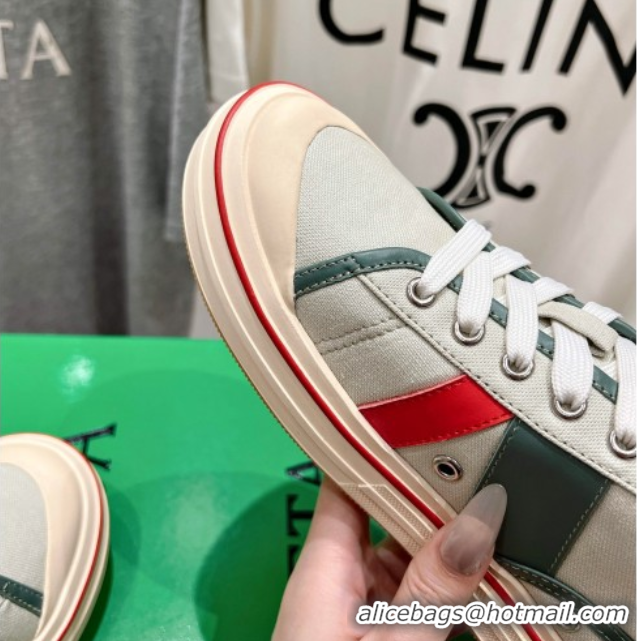 Most Popular Bottega Veneta Eliot Mid-top Sneakers in Canvas with Leather Trim Aloe Green/Jade White 0428095
