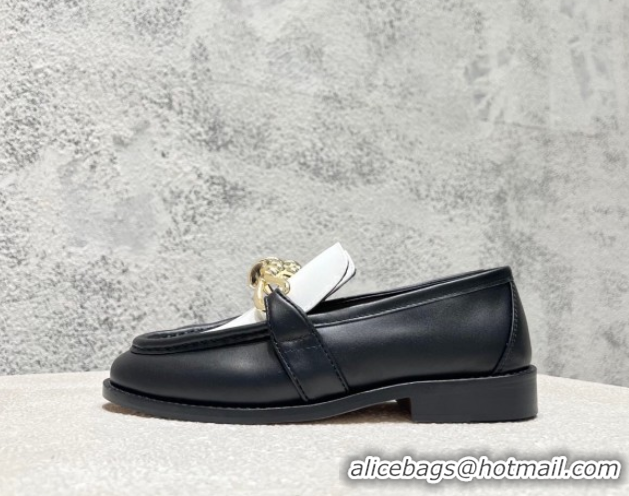 Best Grade Bottega Veneta Astaire Loafers in Calfskin with Knot Black/White/Gold 0428099