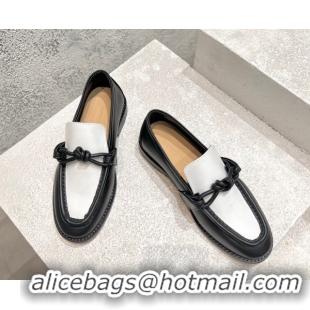 Perfect Bottega Veneta Astaire Loafers in Calfskin with One-Tone Knot Black/White 0428100