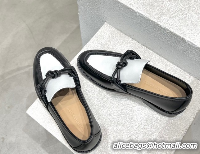 Perfect Bottega Veneta Astaire Loafers in Calfskin with One-Tone Knot Black/White 0428100