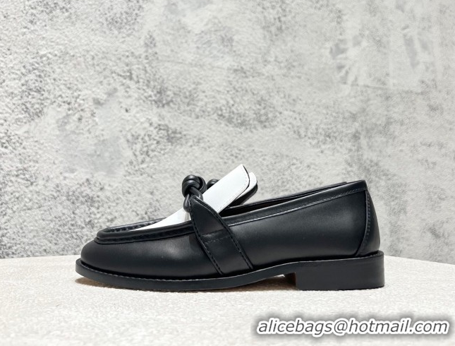Perfect Bottega Veneta Astaire Loafers in Calfskin with One-Tone Knot Black/White 0428100