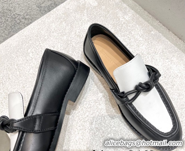 Perfect Bottega Veneta Astaire Loafers in Calfskin with One-Tone Knot Black/White 0428100