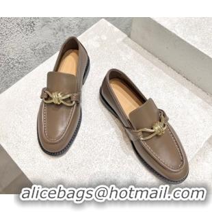 Good Looking Bottega Veneta Astaire Loafers in Calfskin with Knot Grey/Gold 0428101