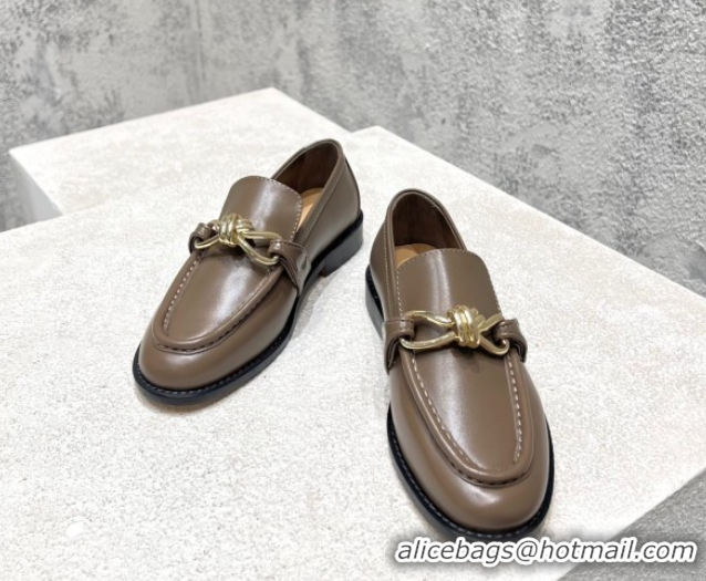Good Looking Bottega Veneta Astaire Loafers in Calfskin with Knot Grey/Gold 0428101