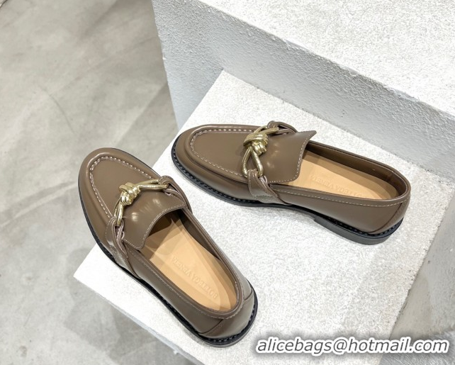 Good Looking Bottega Veneta Astaire Loafers in Calfskin with Knot Grey/Gold 0428101