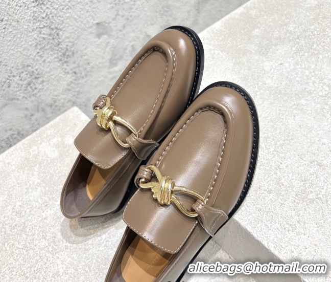 Good Looking Bottega Veneta Astaire Loafers in Calfskin with Knot Grey/Gold 0428101
