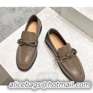 Best Product Bottega Veneta Astaire Loafers in Calfskin with One-Tone Knot Grey 0428102