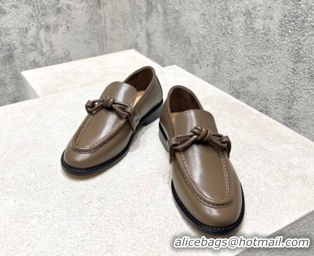Best Product Bottega Veneta Astaire Loafers in Calfskin with One-Tone Knot Grey 0428102