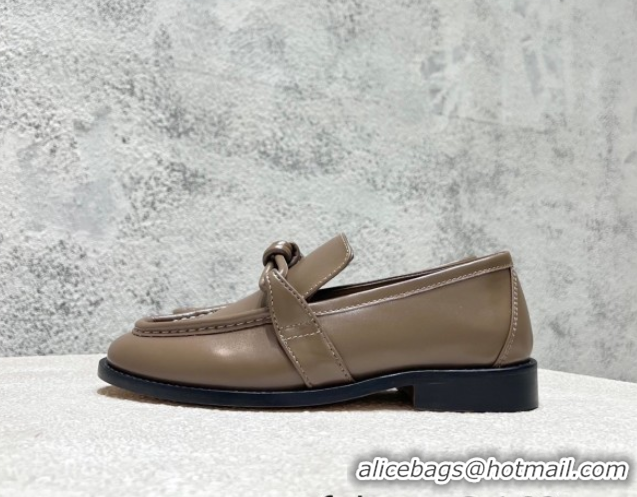 Best Product Bottega Veneta Astaire Loafers in Calfskin with One-Tone Knot Grey 0428102