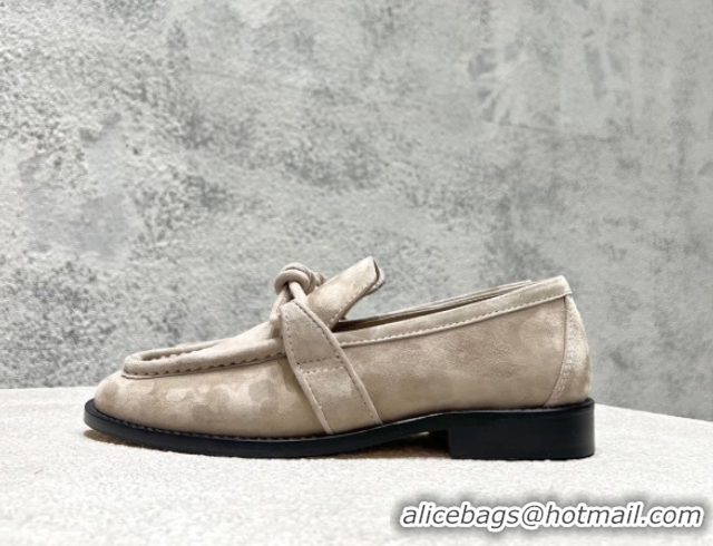 Unique Style Bottega Veneta Astaire Loafers in Suede with One-Tone Knot Grey 0428104