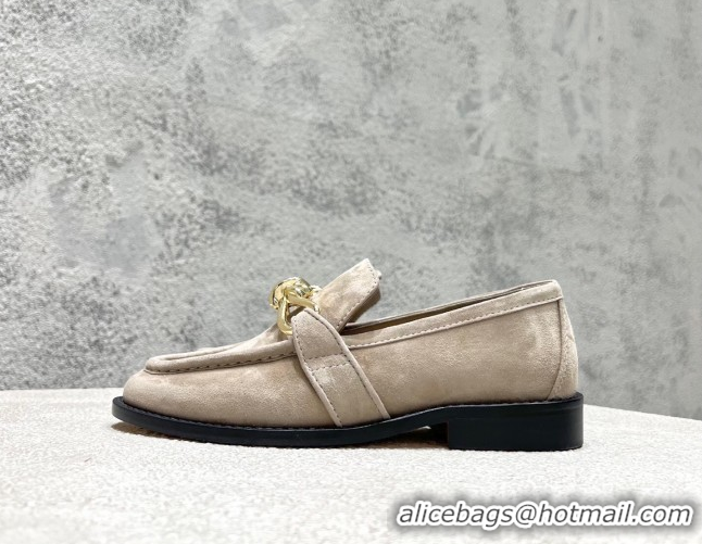 Top Grade Bottega Veneta Astaire Loafers in Suede with Knot Grey/Gold 0428103