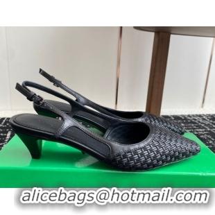 Classic Hot Bottega Veneta Intrecciato Leather Slingback Pumps 4.5cm Black 2025 BV060401