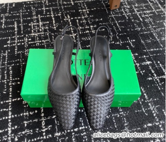 Classic Hot Bottega Veneta Intrecciato Leather Slingback Pumps 4.5cm Black 2025 BV060401