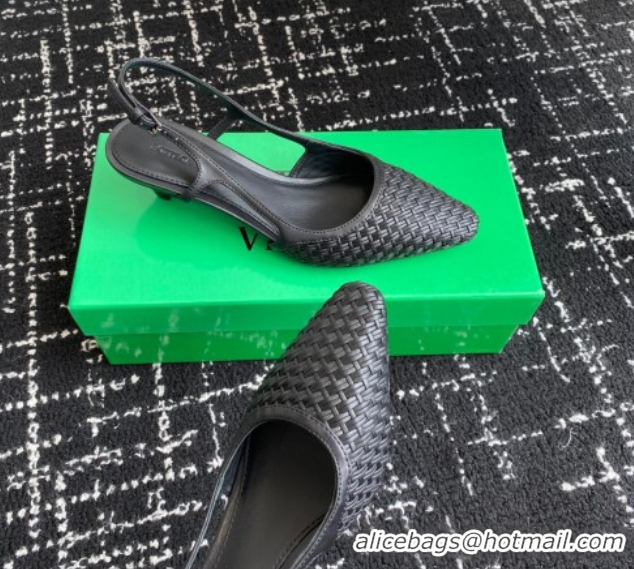 Classic Hot Bottega Veneta Intrecciato Leather Slingback Pumps 4.5cm Black 2025 BV060401