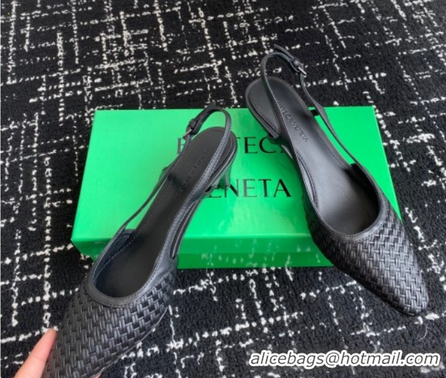 Classic Hot Bottega Veneta Intrecciato Leather Slingback Pumps 4.5cm Black 2025 BV060401