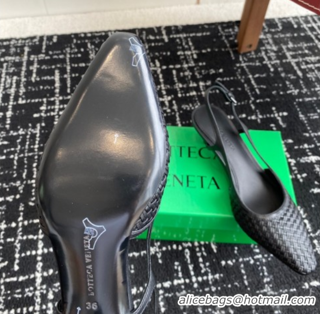 Classic Hot Bottega Veneta Intrecciato Leather Slingback Pumps 4.5cm Black 2025 BV060401