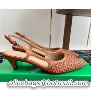 Grade Quality Bottega Veneta Intrecciato Leather Slingback Pumps 4.5cm Brown 2025 BV060401