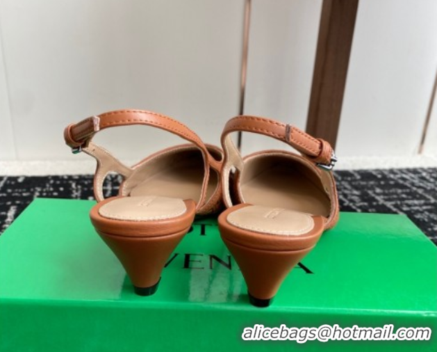 Grade Quality Bottega Veneta Intrecciato Leather Slingback Pumps 4.5cm Brown 2025 BV060401