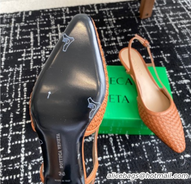 Grade Quality Bottega Veneta Intrecciato Leather Slingback Pumps 4.5cm Brown 2025 BV060401