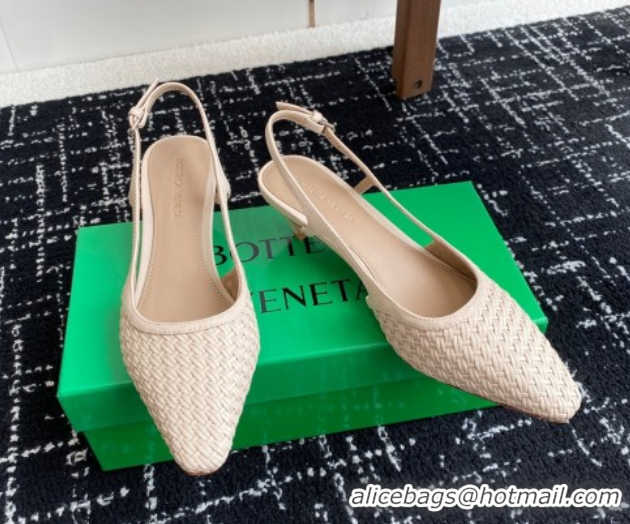 Low Price Bottega Veneta Intrecciato Leather Slingback Pumps 4.5cm Nude 2025 BV060401