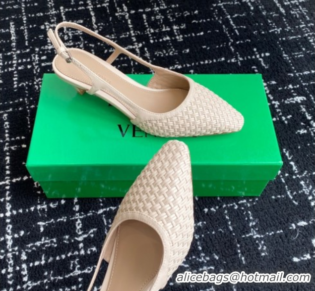 Low Price Bottega Veneta Intrecciato Leather Slingback Pumps 4.5cm Nude 2025 BV060401