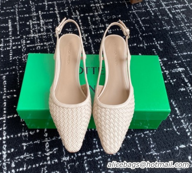 Low Price Bottega Veneta Intrecciato Leather Slingback Pumps 4.5cm Nude 2025 BV060401