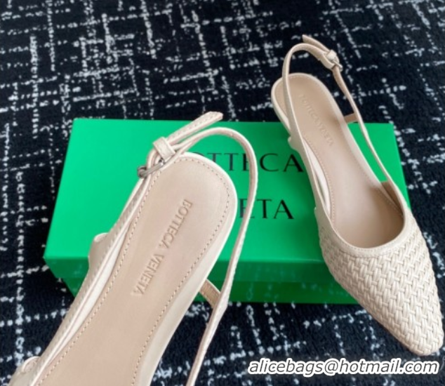 Low Price Bottega Veneta Intrecciato Leather Slingback Pumps 4.5cm Nude 2025 BV060401