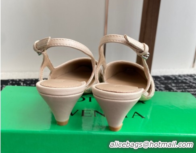 Low Price Bottega Veneta Intrecciato Leather Slingback Pumps 4.5cm Nude 2025 BV060401