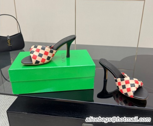Good Looking Bottega Veneta Blink Heel Slides Sandals 9.5cm in Vichy Intrecciato Leather with Folded Detail Black 060403