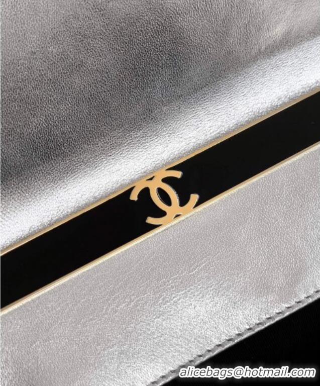 Super Quality Chanel Patent Calfskin Mini Flap Bag with Top Handle Bag 0702 Silver 2025