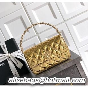 Good Looking Chanel Patent Calfskin Mini Flap Bag with Top Handle Bag 0702 Gold 2025