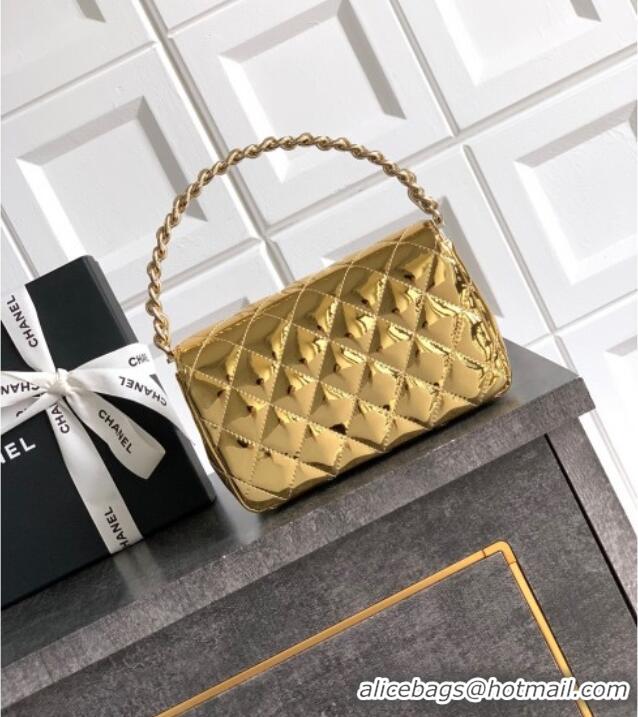 Good Looking Chanel Patent Calfskin Mini Flap Bag with Top Handle Bag 0702 Gold 2025