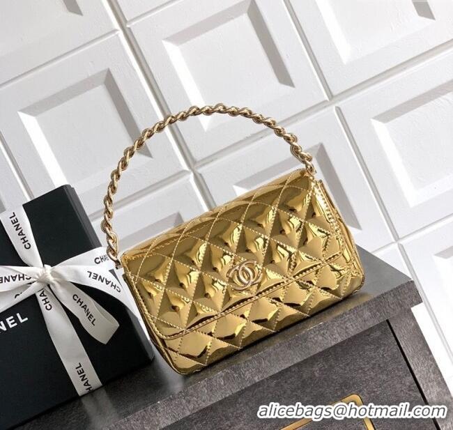 Good Looking Chanel Patent Calfskin Mini Flap Bag with Top Handle Bag 0702 Gold 2025