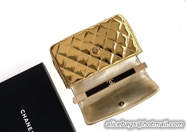 Good Looking Chanel Patent Calfskin Mini Flap Bag with Top Handle Bag 0702 Gold 2025