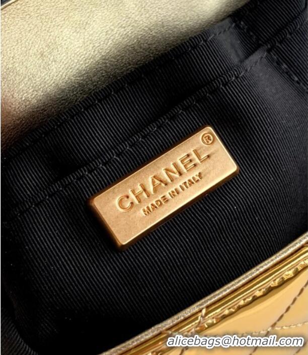 Good Looking Chanel Patent Calfskin Mini Flap Bag with Top Handle Bag 0702 Gold 2025