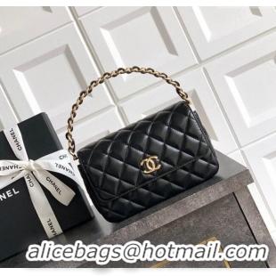 Luxury Discount Chanel Lambskin Mini Flap Bag with Top Handle Bag 0702 Black 2025