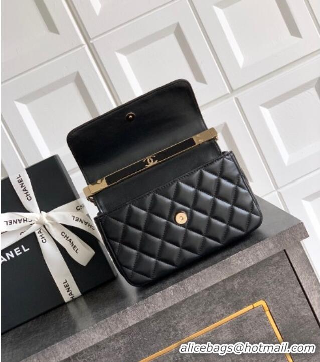 Luxury Discount Chanel Lambskin Mini Flap Bag with Top Handle Bag 0702 Black 2025