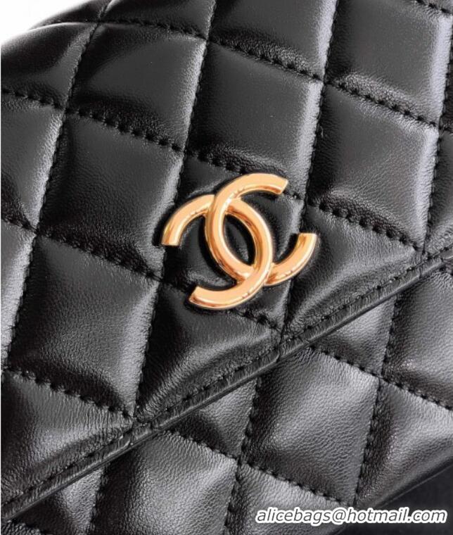 Luxury Discount Chanel Lambskin Mini Flap Bag with Top Handle Bag 0702 Black 2025