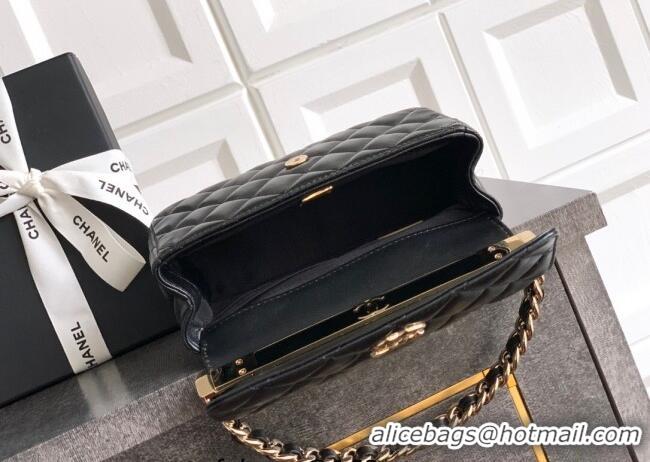 Luxury Discount Chanel Lambskin Mini Flap Bag with Top Handle Bag 0702 Black 2025