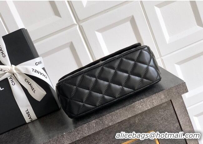 Luxury Discount Chanel Lambskin Mini Flap Bag with Top Handle Bag 0702 Black 2025