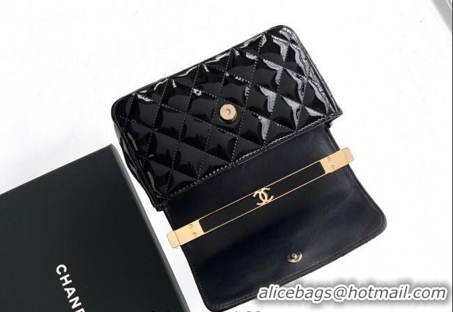 Good Taste Chanel Patent Calfskin Mini Flap Bag with Top Handle Bag 0702 Black 2025