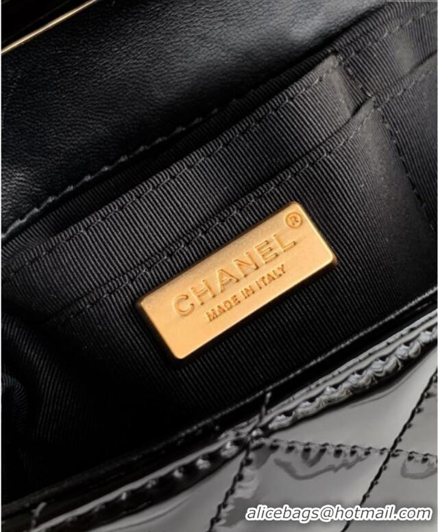 Good Taste Chanel Patent Calfskin Mini Flap Bag with Top Handle Bag 0702 Black 2025
