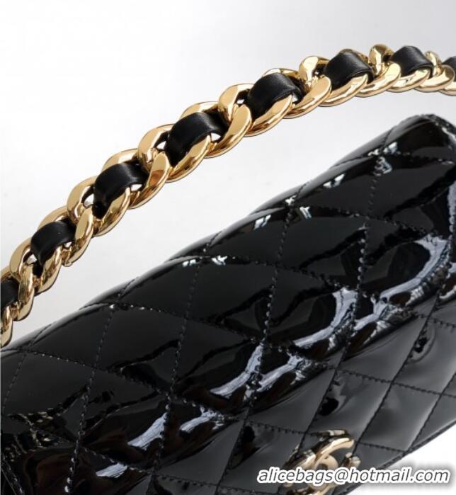 Good Taste Chanel Patent Calfskin Mini Flap Bag with Top Handle Bag 0702 Black 2025